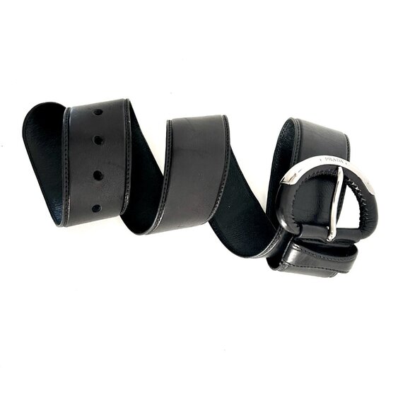Prada UNISEX Black Leather Belt Size 34 - Picture 3 of 10